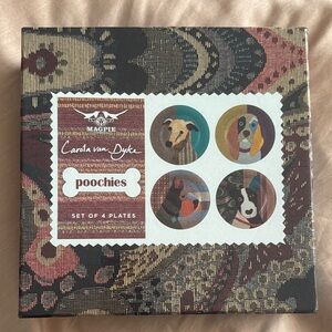 Magpie Carola van Dyke dog poochies side plates set of 4